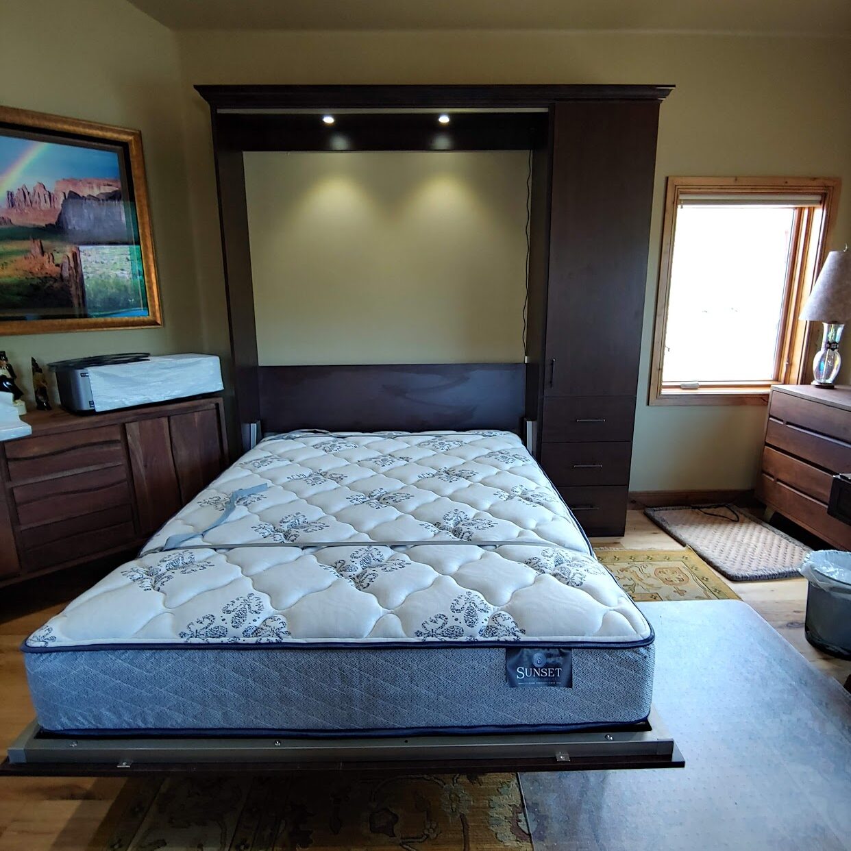 Unique Solutions Murphy Bed with Dark Wood Finish