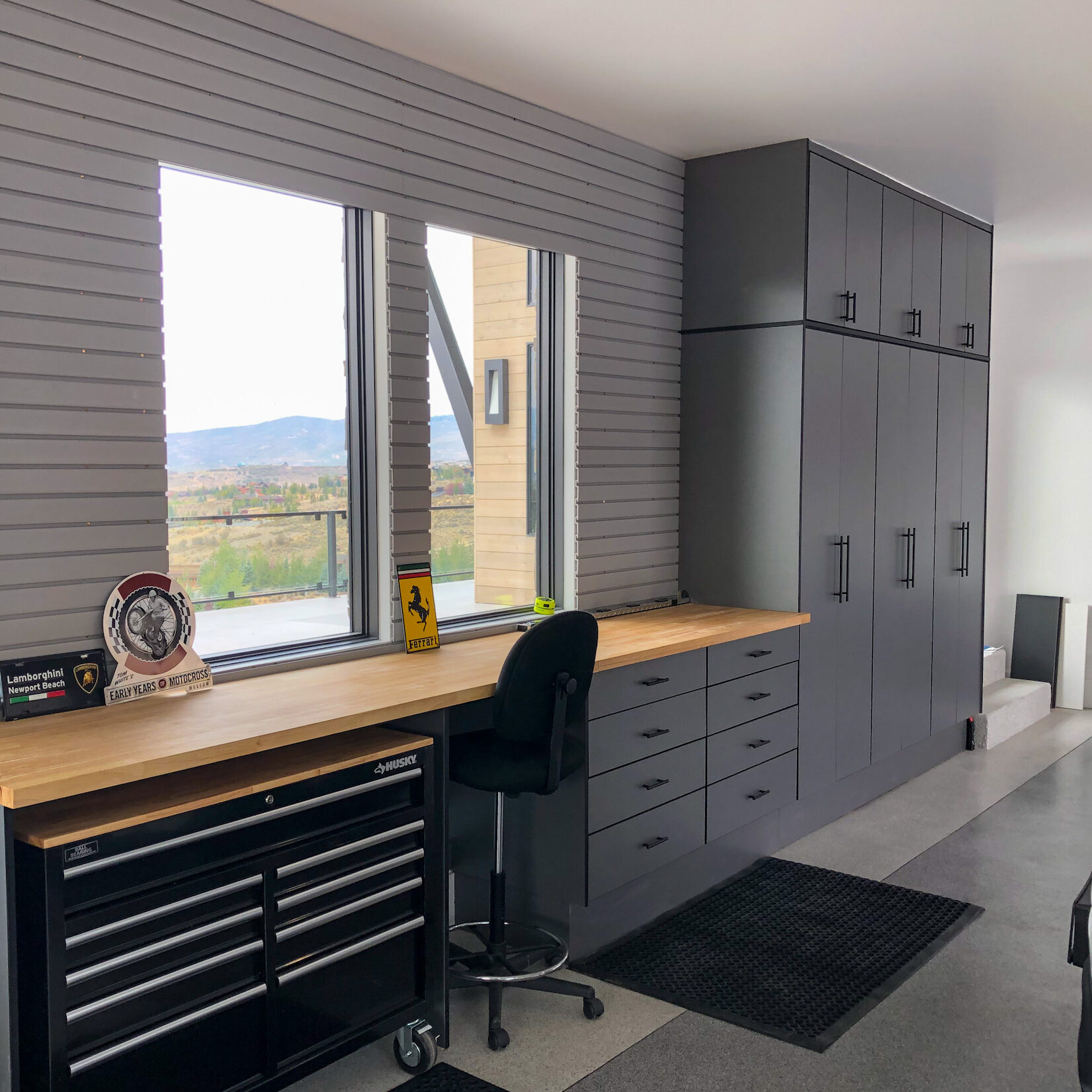 Completed Garage Project - Grey Finish with Tool Storage