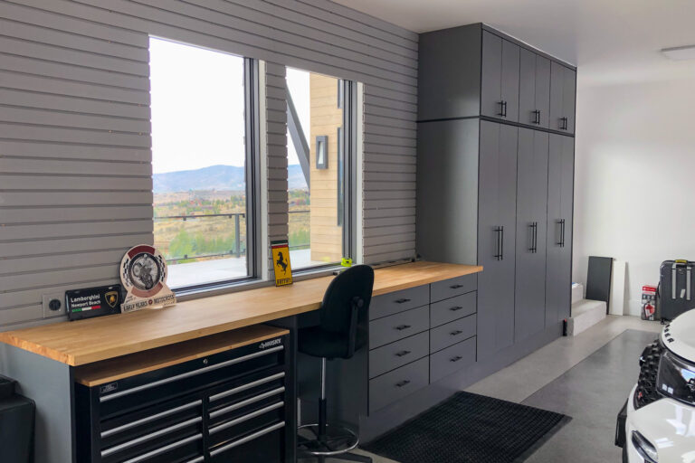 Completed Garage Project - Grey Finish with Tool Storage