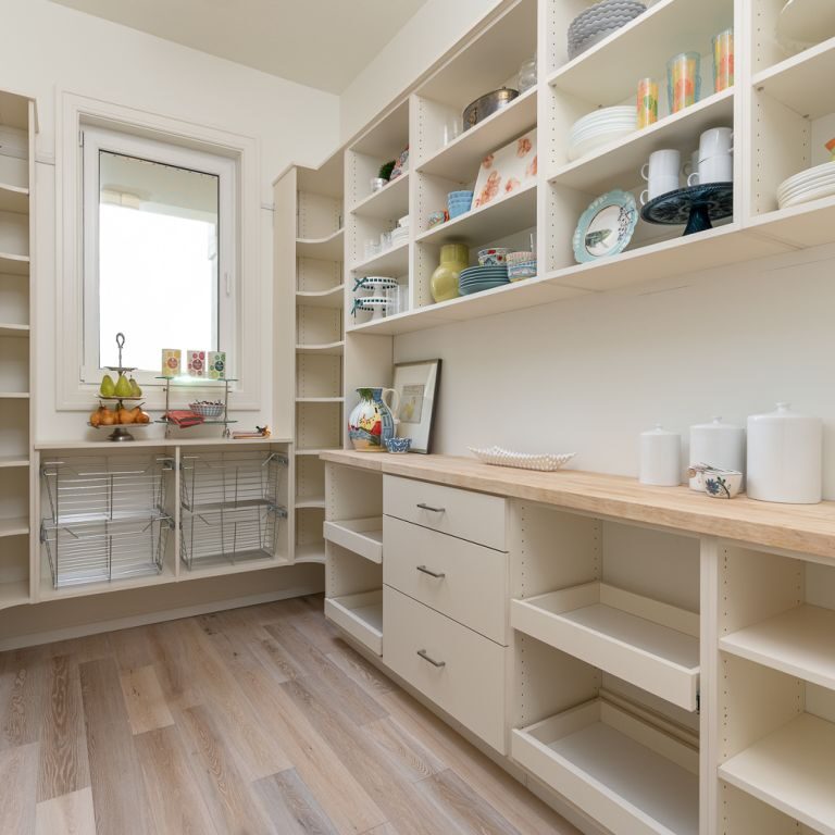 Pantry with Prep Area and Pullout Shelves