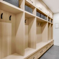 Natural Wood Mudroom Design by The Closet Butler